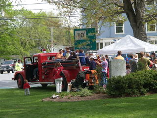 Riding on the old fire truck