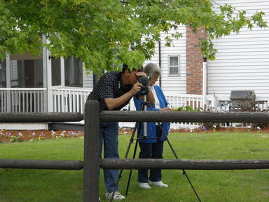 Setting up to catch the parade