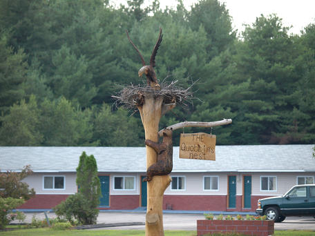 Bear and eagle sculpture