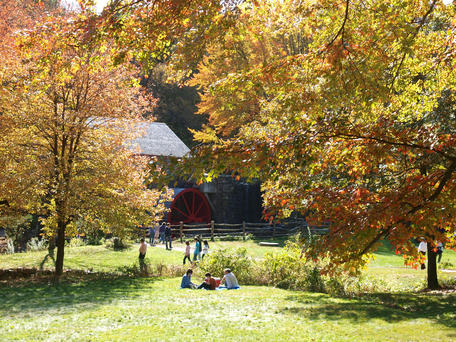Wayside inn grist mill in fall