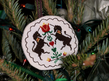 Counted cross stich ornament my wife made