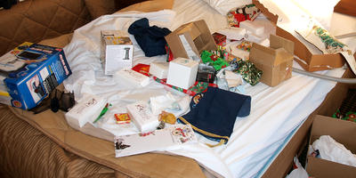 After Christmas in the hotel room