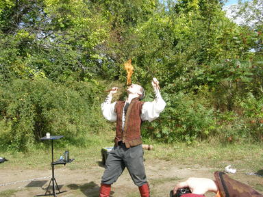 Transfering the fire via the mouth