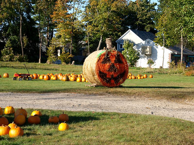 Jack-o-lantern haybale
