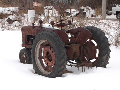 Tractor in the snow