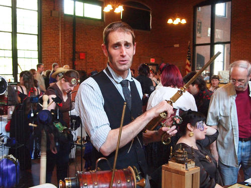 Steampunk person with gun