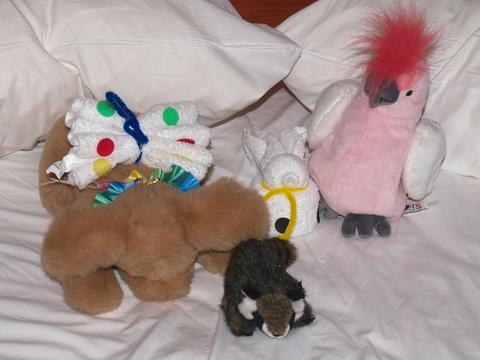 Natalia, Rosa, Racky, and Disney butterfly and bird