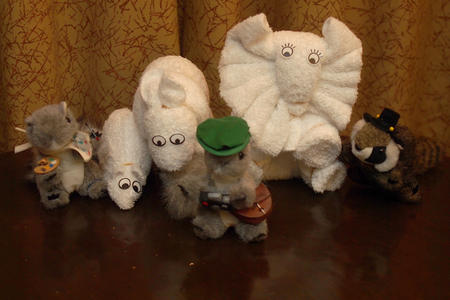 Towel animals meet the stuffed animals