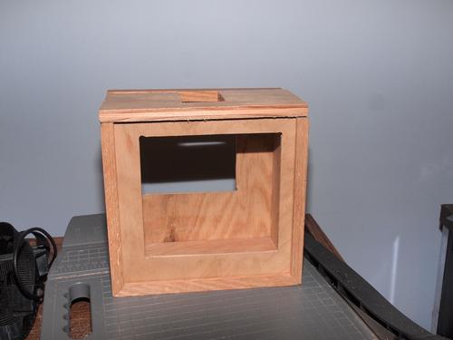 Front view with front, back, and top panels