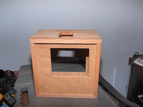 Back view of back, top, and front panels