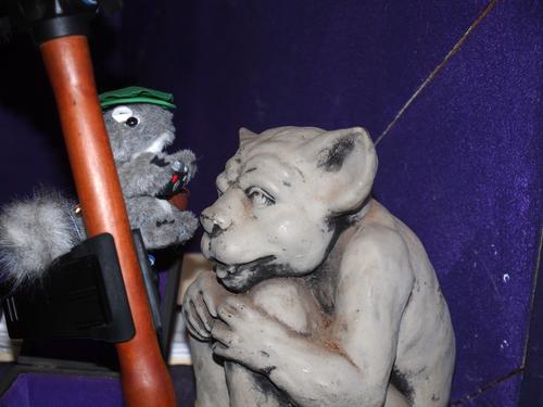Squirrel and gargoyle