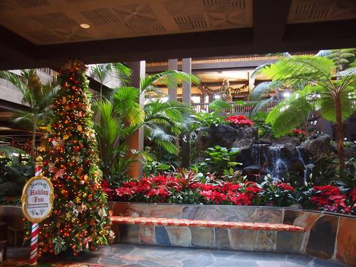 Christmas decorations at the Polynesian hotel
