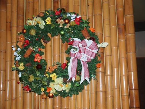 Christmas wreath at the Polynesian hotel