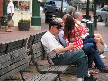 Enjoying the park bench