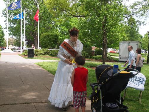 The queen with one of her subjects