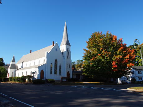Chelmsford church in fall