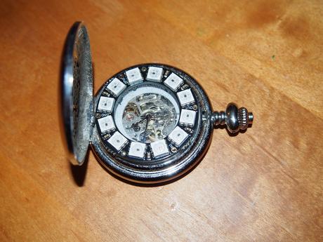 Adafruit 12 led neopixel ring on a pocket watch