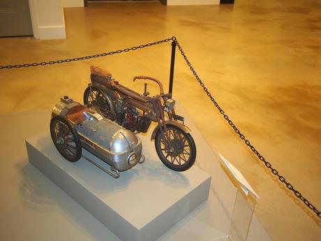 Steampunk motorcycle and sidecar