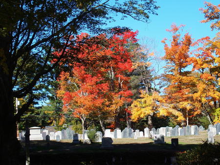 West Parish Cemetery, Anover, MA in fall #3