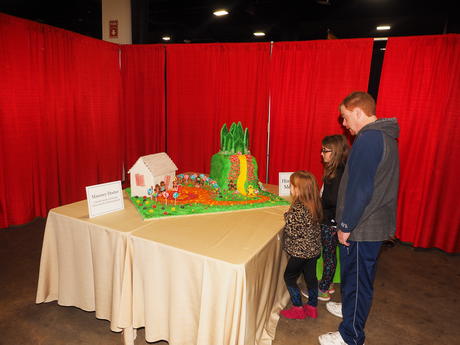 Admiring the gingerbread houses