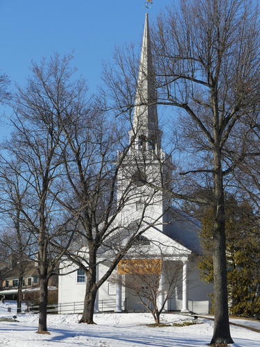 Harvard Unitarian Church in winter