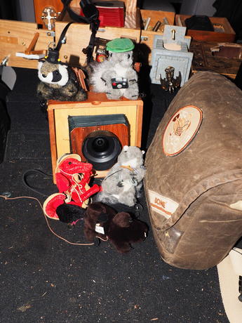 Stuffed animal mascots ready to go home