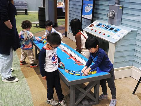 Kids having fun with trains
