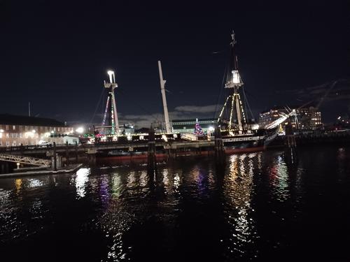 USS Constitution with Christmas lights #2