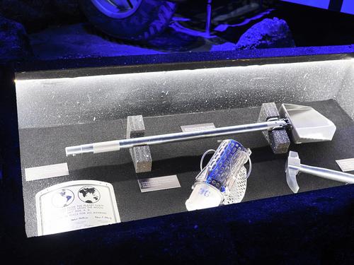 Copy of Apollo 11 plate and tools used on the Apollo missions