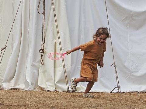 Kid with bubble wand