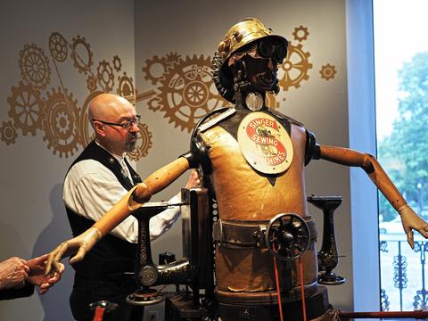 Bruce Rosenbaum with his Isaac Singer: The Time Sticher