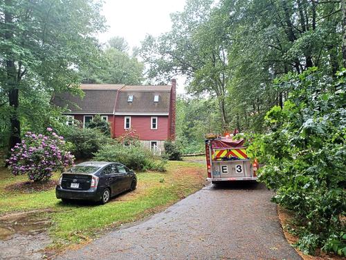 Fire truck inspecting our propane tank damage #2