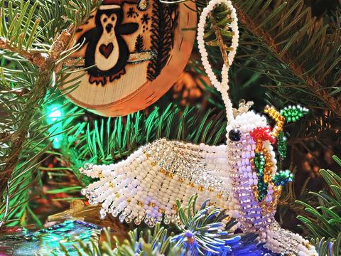 Beaded bird ornament