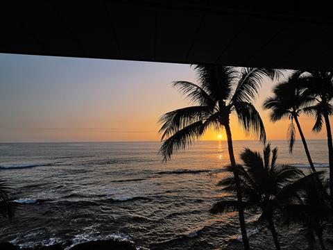 Sunset from the Hawaiian condo we rented