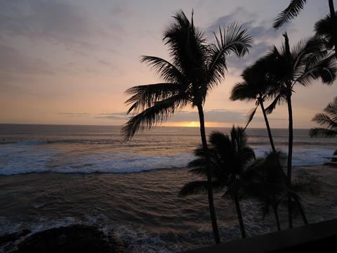 Sunset from the Hawaiian condo we rented #7