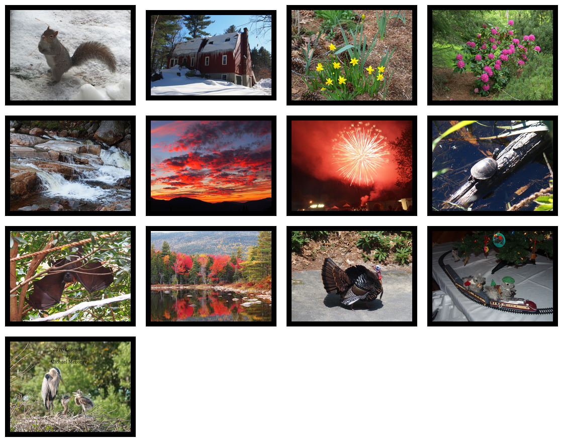 Small combination photos used for the 2016 Meissner family calendar